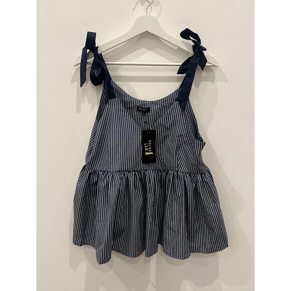 NWT Zalora Peplum Shoulder Tie Babydoll Top XL - Picture 1 of 6